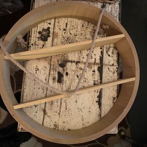 Round wooden shelf with nautical rope hanger!